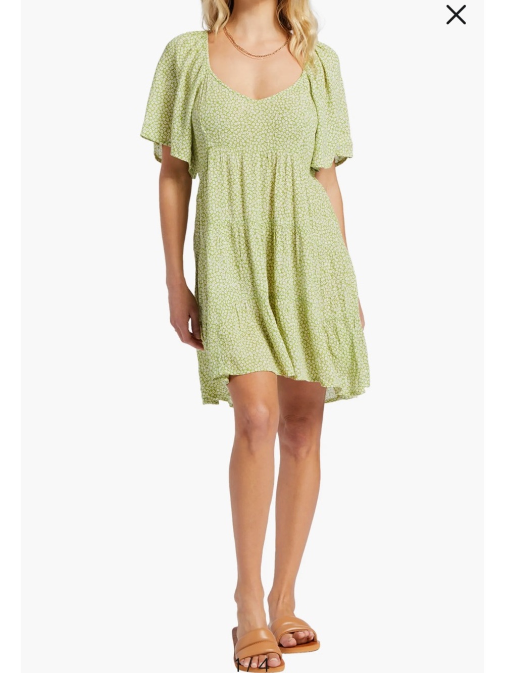 Billabong Green Floral Sundress Fairycore Whimsy Floral Sundress Coastal Flutter